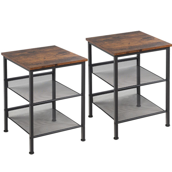 3-Tier Industrial Side Table Nightstand (Set of 2) product image