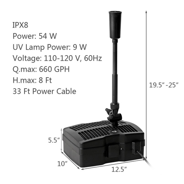 54W All-in One 660 GPH Pond Filter and UV Sterilizer  product image