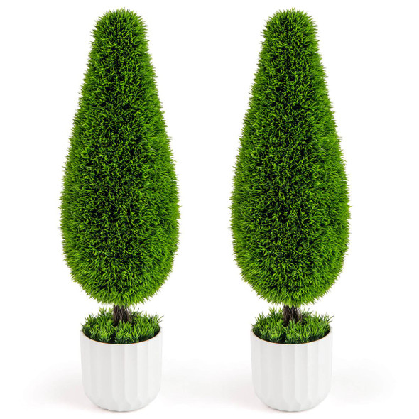 3-Foot Artificial Cedar Teardrop Shaped Bush with Nursery Pot (2-Pack) product image