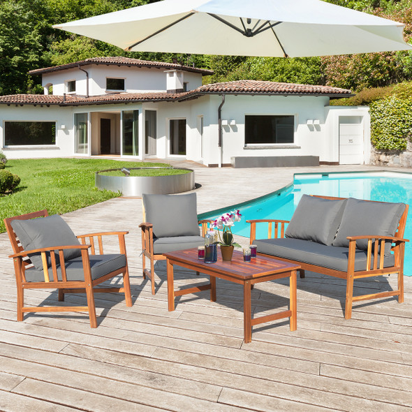 4-Piece Wooden Patio Furniture Set product image