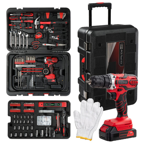 599-Piece Portable Tool Set with Rolling Toolbox & 21V Max Cordless Drill product image