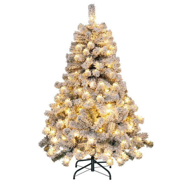 4.5-Foot Pre-Lit Premium Snow Flocked Christmas Tree with 150 Lights product image