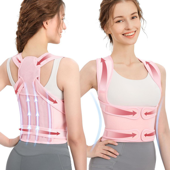 Back Brace Posture Corrector for Women: Shoulder Straightener Adjustable Full Back Support- Scoliosis Hunchback Spine Corrector (Pink-Szie M) product image