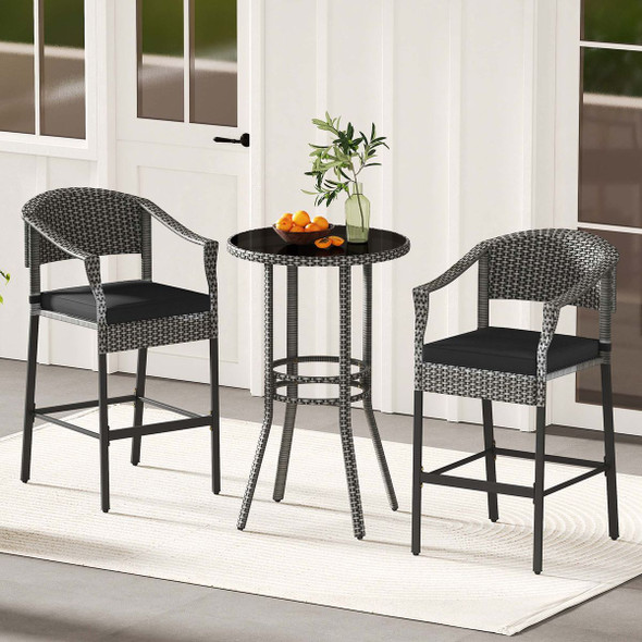 3-Piece Patio Rattan Wicker Bar Set product image