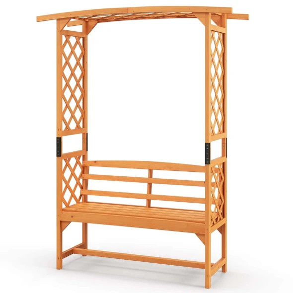6.5 ft Tall Patio Garden Arbor with 2-Seat Bench  product image