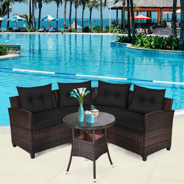 4-Pieces Outdoor Patio Rattan Furniture Set product image