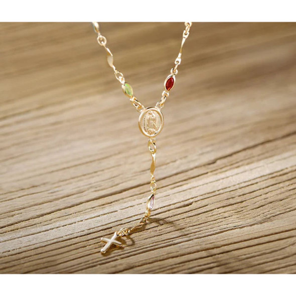 14K Gold Virgin Mary Rosary Necklace product image