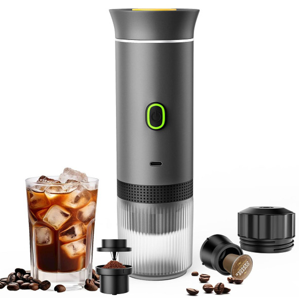 Portable Electric Espresso Mini Machine, Coffee Maker with Ground Coffee and NS Capsule for Machine,Perfect for Hiking,Camping,Office (Gray) product image