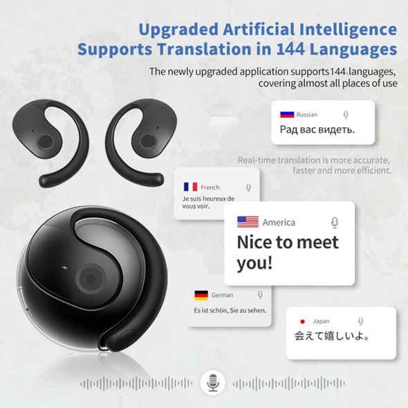 144 Languages Translation Device Ai Translator Earbuds Translating Headphones Real Time Ai Headphones Language Translation (Black) product image