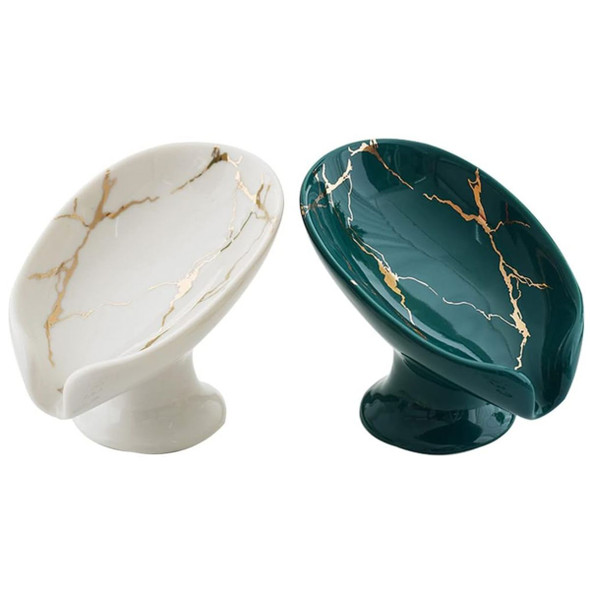  Leaf-Shaped Self-Draining Ceramic Soap Holder product image