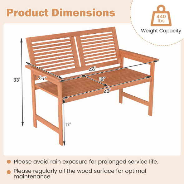 2-Person Patio Bench with 105° Inclined Slatted Backrest product image