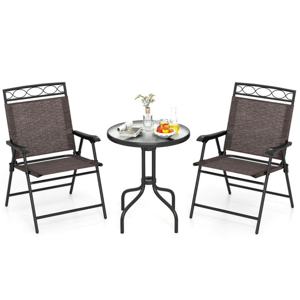 3-Piece Outdoor Bistro Furniture Set with 1.57" Umbrella Hole product image