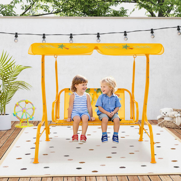 2-Seat Toddler Porch Swing with Metal Stand and Adjustable Canopy product image