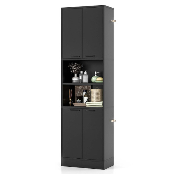 75" Tall Storage Cabinet with 4 Doors and 2 Open Shelves product image