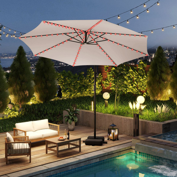 10-Foot Solar Offset Hanging Umbrella with Base product image