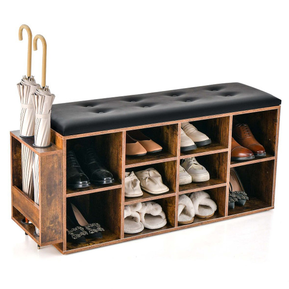  10-Cube Wooden Shoe Bench Organizer  product image