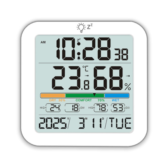 Indoor Hygrometer Thermometer, Desktop Digital Thermometer with Temperature and Humidity Monitor with Alarm clock For Home Garage Greenhouse product image
