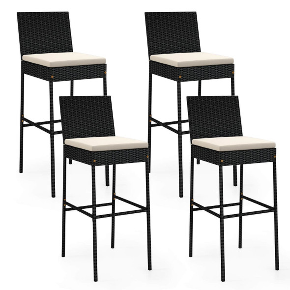 Patio Wicker Barstools Bar Height Chair with Cushions product image