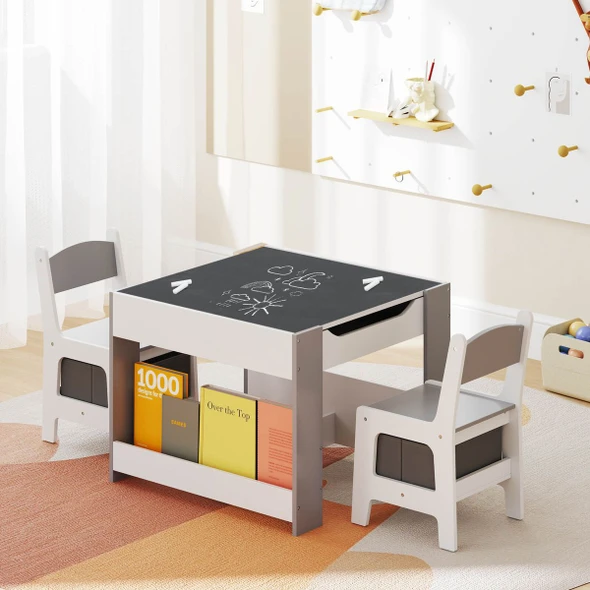 4-in-1 Kids Table and Chair Set with Reverisble Tabletop product image