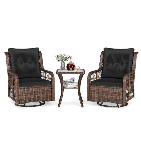 3-Piece Patio Furniture Set with 2-Tier Side Table and Cushions product image