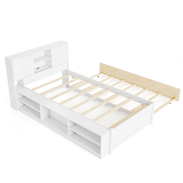 Twin-Size Bed Frame with Roll-Out Trundle and Storage product image