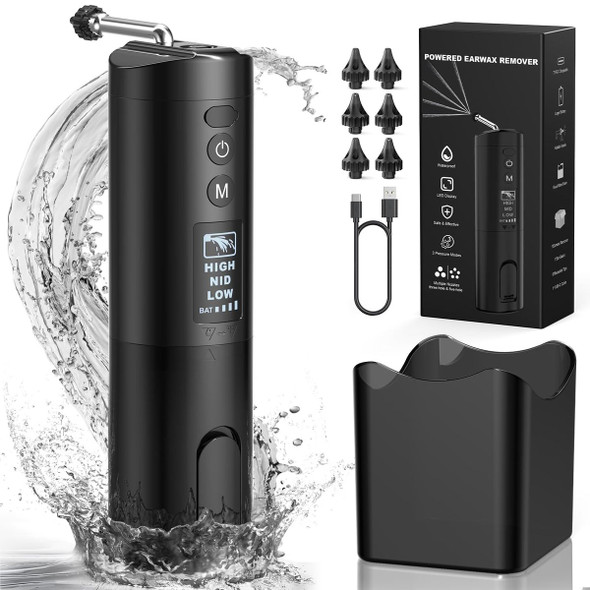 Ear Wax Removal Kit Waterproof Ear Cleaning Tool with 6 Reusable Replacement Tips Rechargeable Electric Ear Irrigation Flushing System product image