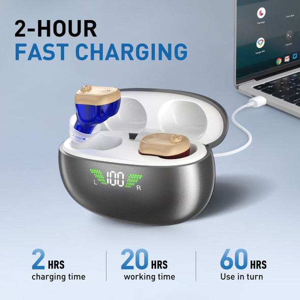 Rechargeable Hearing Aids for Seniors with Noise Cancelling 16-Channel Digital Chip Volume Control Invisible OTC Hearing Aids not Amplifiers product image