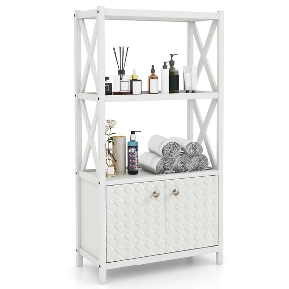 Bathroom Storage Cabinet with Open Shelves and Double Doors  product image