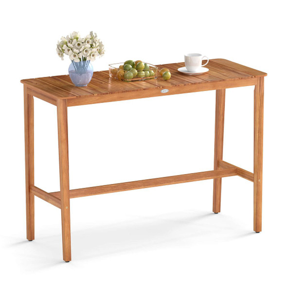 Acacia Wood Counter-Height Table with Slatted Tabletop product image