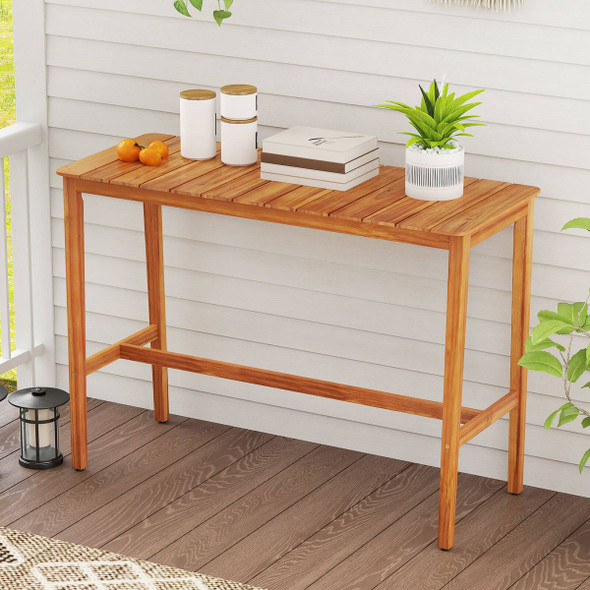 Acacia Wood Counter-Height Table with Slatted Tabletop product image