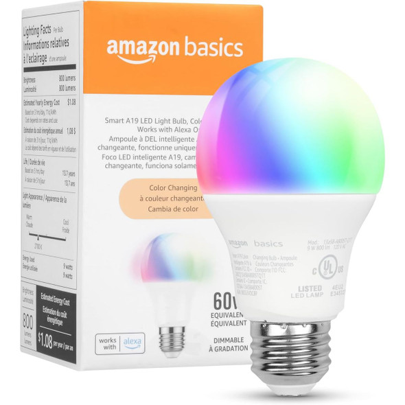 Amazon Basics Smart A19 LED Light Bulb (2-Pack) product image