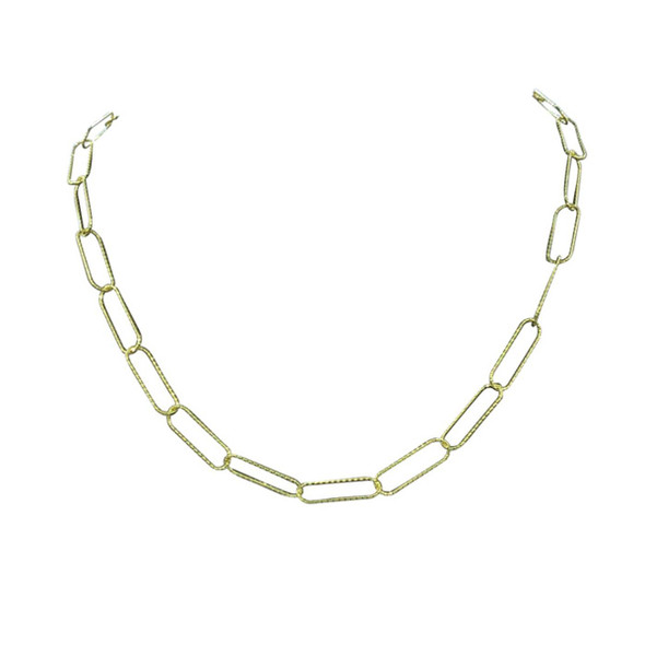14K Yellow Gold Textured Paperclip Chain Necklace product image