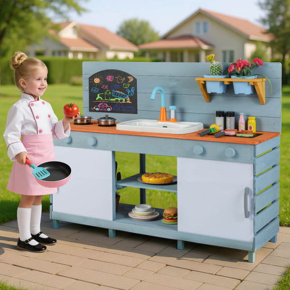 Kids Mud Wooden Kitchen Playset with Flowerpots  product image