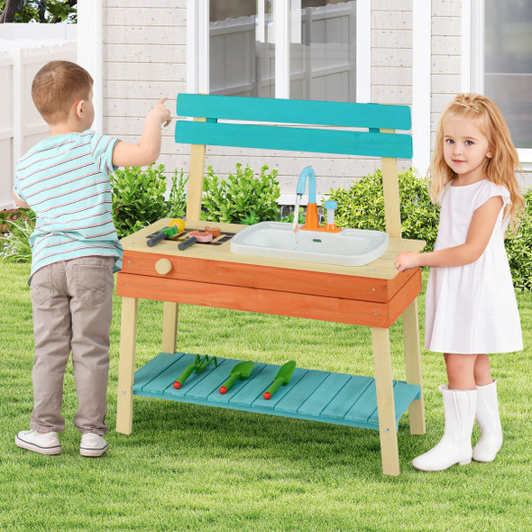 Kids' Wooden Kitchen/Potting Bench Play Set product image