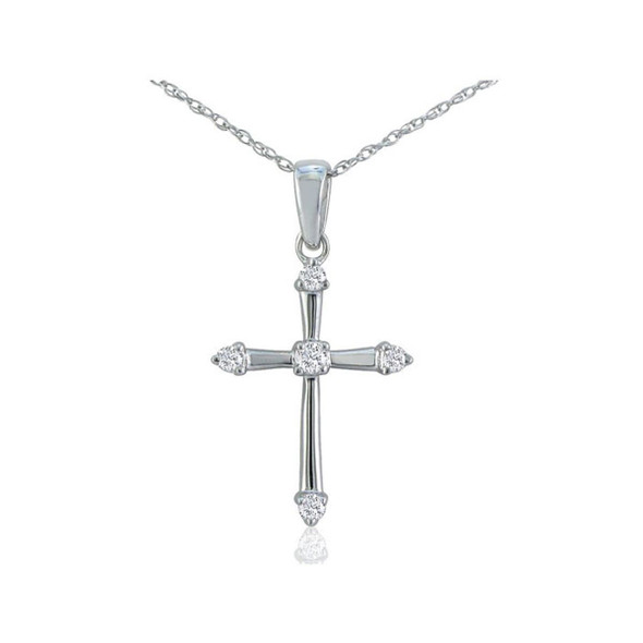 0.05 Carat Diamond Cross Necklace In Sterling Silver product image