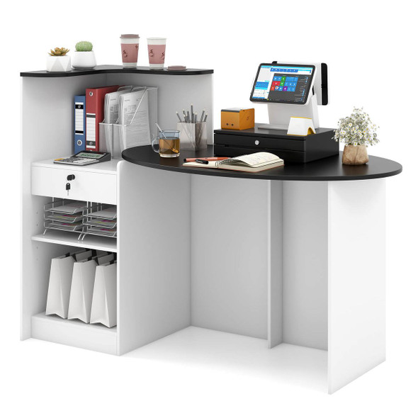 Reception Desk with Lockable Drawer and Adjustable Shelf product image