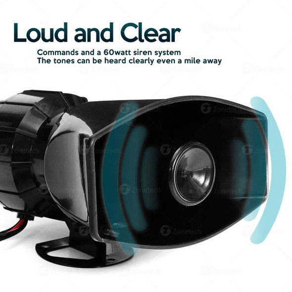 Five Tone 60W Emergency Air Horn + Pa Microphone Siren System product image