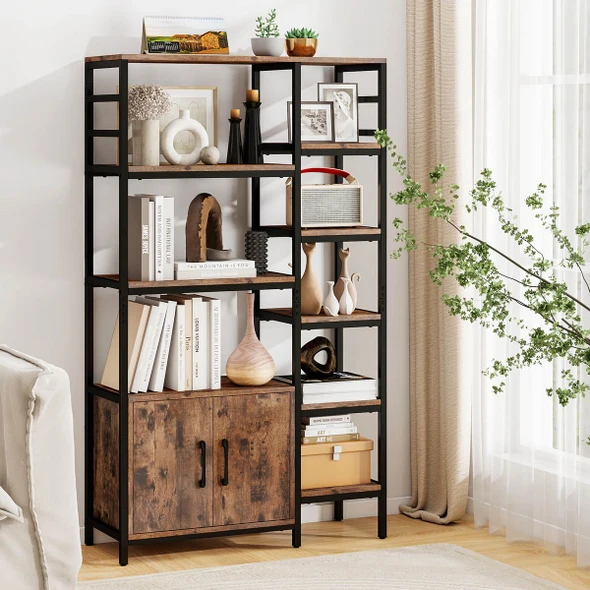 55.5" Tall Bookcase with 2-Door Cabinet Metal Frame  product image