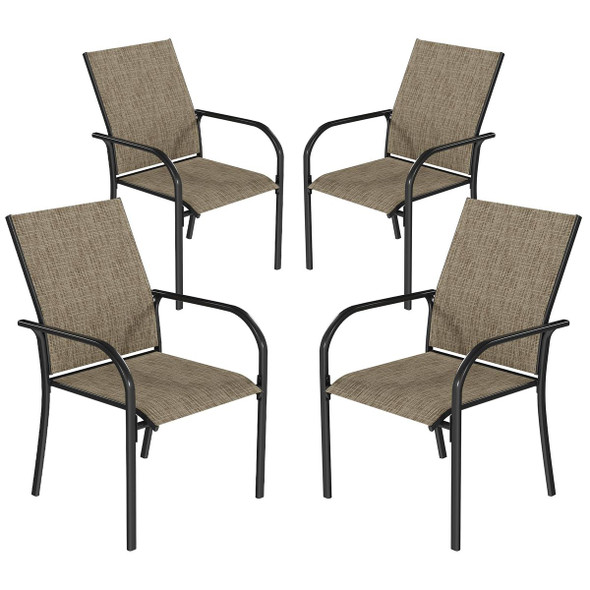 Stackable Patio Dining Chairs with Armrests (4-Pack) product image