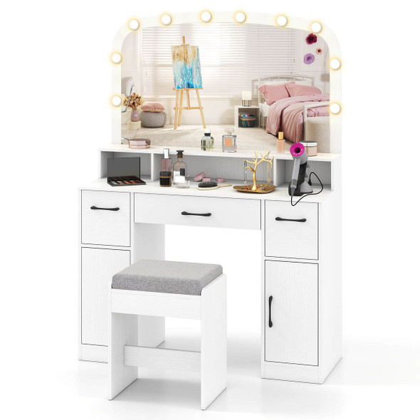 Vanity Makeup Table with Large Mirror and 3-Color Adjustable Lights product image