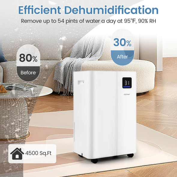  54-Pints Dehumidifier with 4L Water Tank and LED Display product image