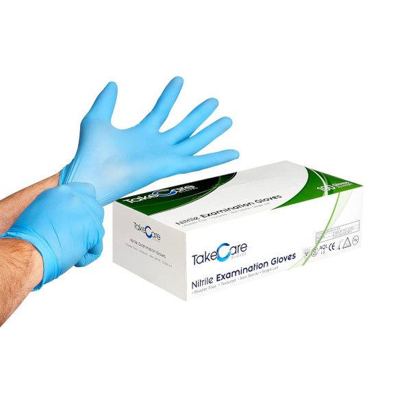 Takecare Blue 4.3 Mil Medical Nitrate Gloves (Small) product image