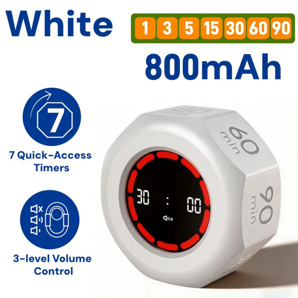 Visual Flip Timer Gravity Sensor Countdown Timer For Study Learning Kitchen Fitness Pomodoro Time Management Tool Color White product image