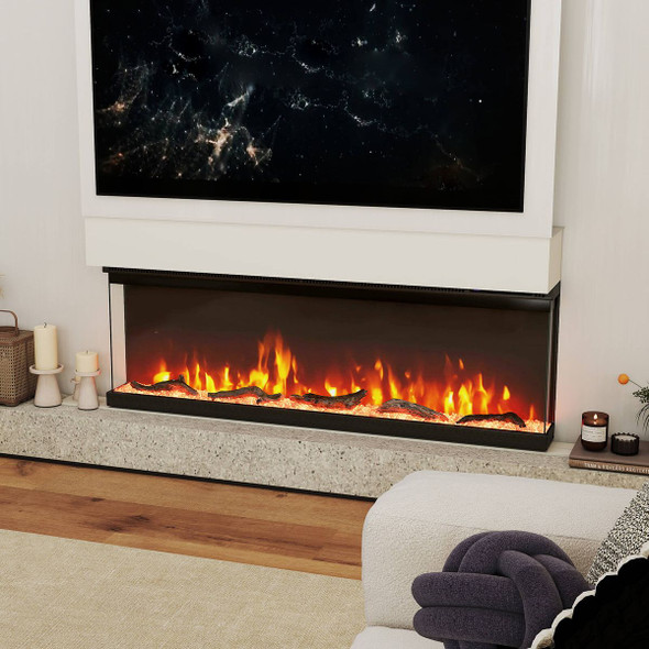 50" 3-Sided Electric Fireplace with 12 Flame Colors product image