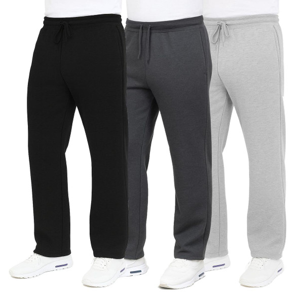 Men's Slim Fit Open Bottom Fleece Jogger Sweatpants (3-Pack) product image