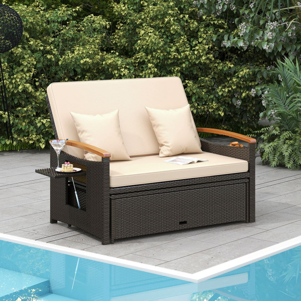 Patio Rattan Daybed Set with 4-Level Adjustment product image