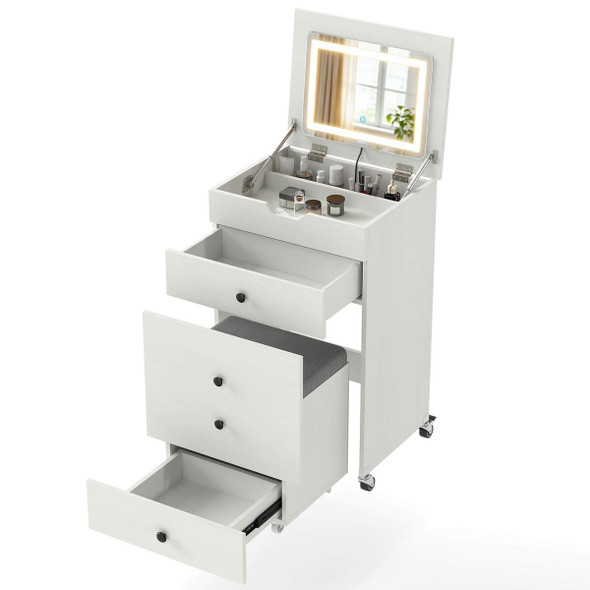 3-in-1 Small Vanity Desk Set with Flip-Top Mirror and Stool product image