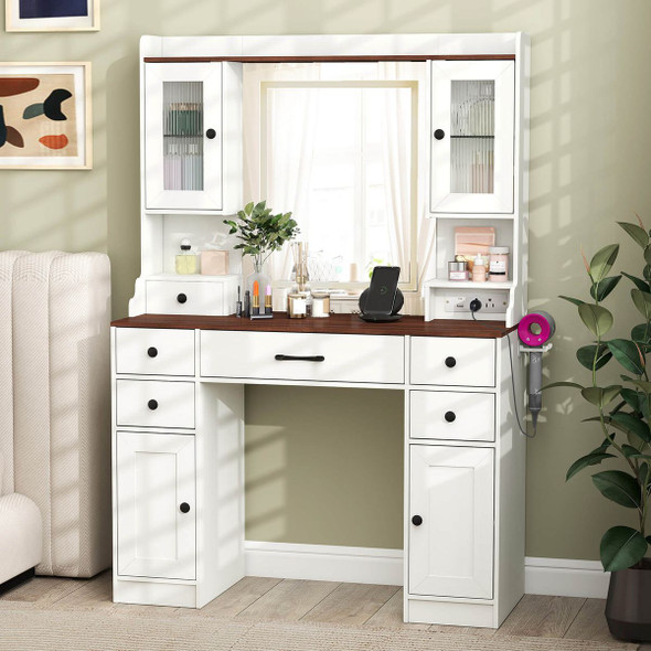 41.5" Lighted Vanity Desk with Built-In Charging Station product image