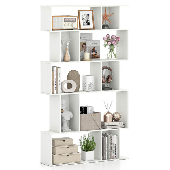 5-Tier Geometric Bookshelf with Open Shelves product image