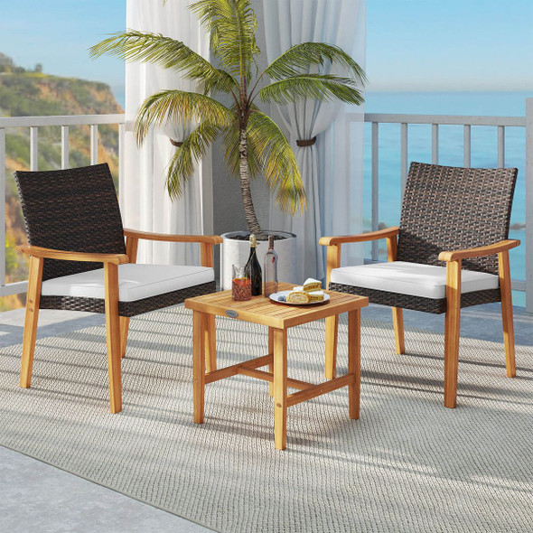 3-Piece Patio PE Wicker Furniture Set with Coffee Table product image